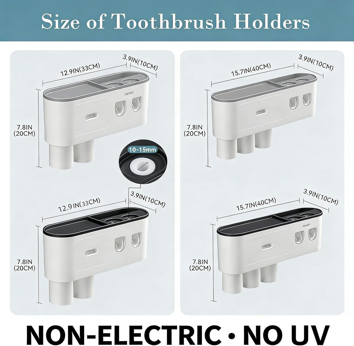 Toothbrush Holders Wall Mounted, Toothbrush Holder with Automatic Toothpaste Dispensers, 6 Brush Slots, 2 Magnetic Cups,1 Cosmetic Drawer Organizer and 1 Large Storage Tray