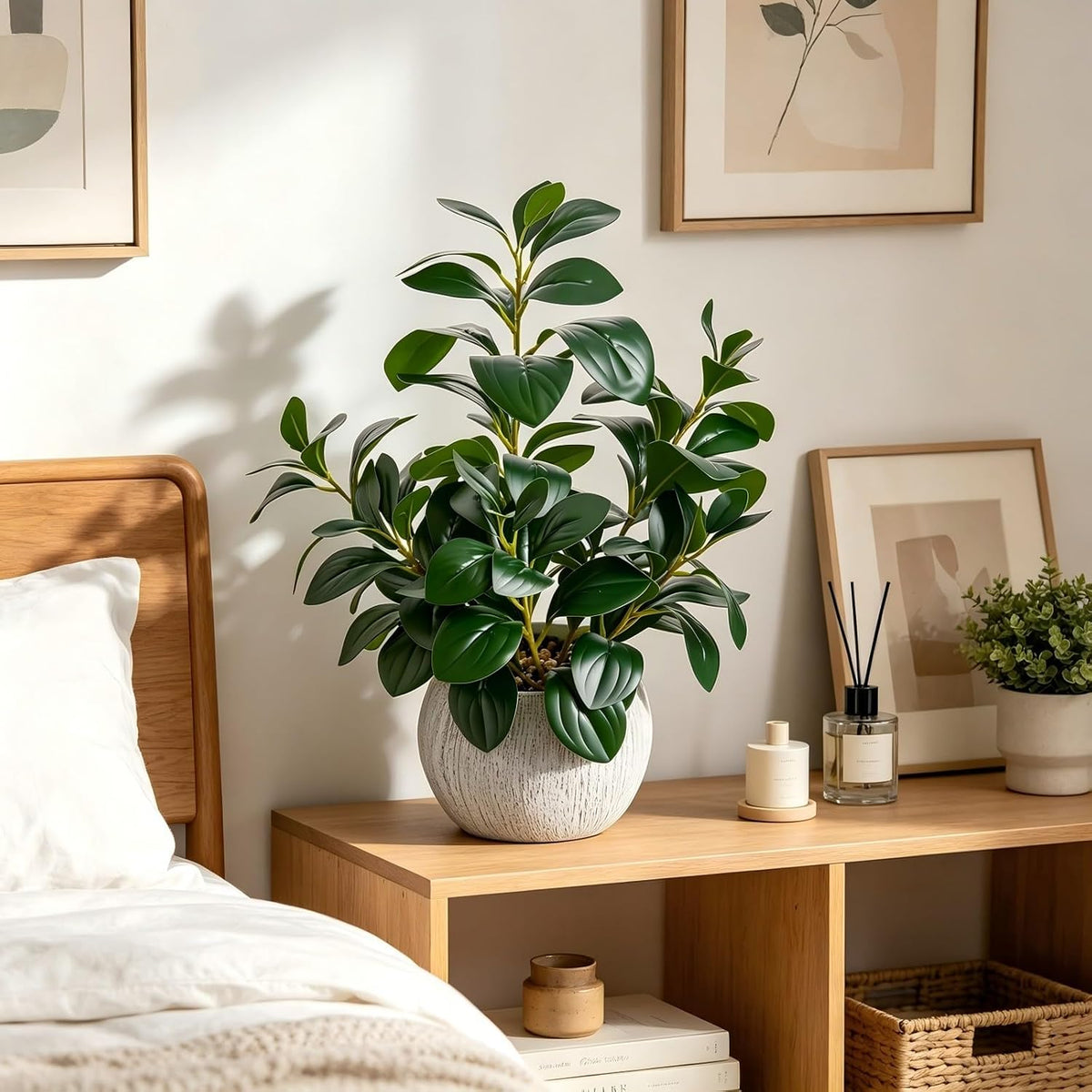 AlphaAcc 17" Artificial Ficus Cement Pot Home Kitchen Office Decor