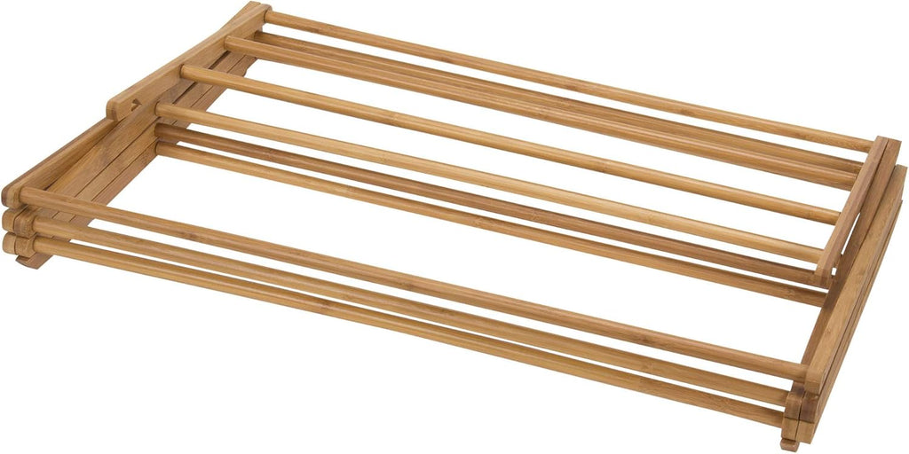 Household Essentials Bamboo Folding Clothes Drying Rack, Upscale Laundry Rack with 11 Dowels, Environmentally Friendly, Stable Frame, Shelf for Drying Flat