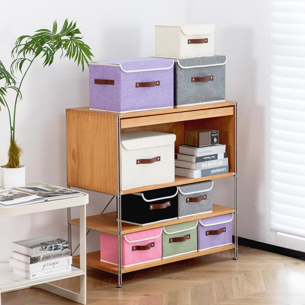 2PCS Storage Bins Boxes with Lids Decorative Fabric Baskets