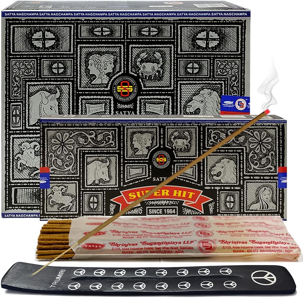 Super Hit Incense Sticks 100g and Holder Bundle - Pack of 6 (Approx 600 Sticks)