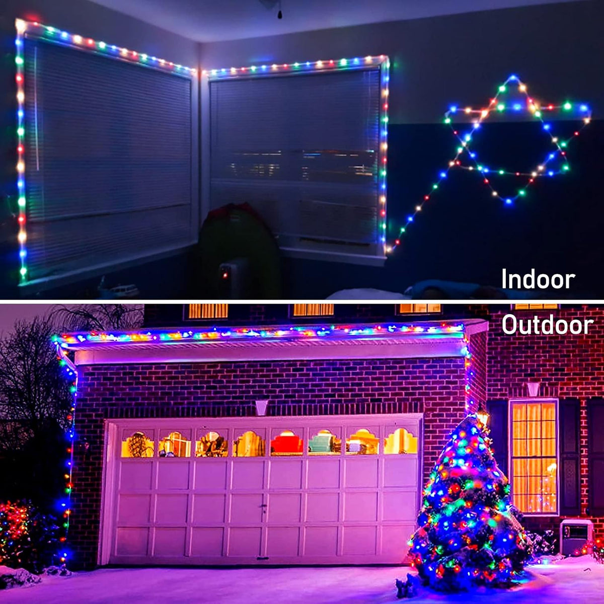 JMEXSUSS 2 Pack Battery Operated Christmas Lights Outdoor Rope Lights