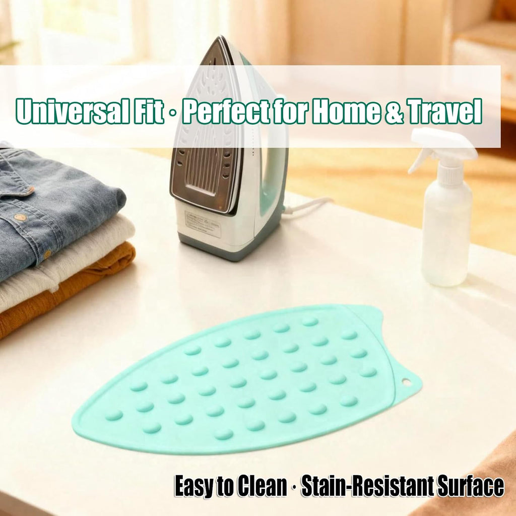 LeLehome Silicone Anti-Slip Iron Rest Pad for Ironing Board Hot Heat Resistant Steam Compact Mat, Home Kitchen Mat Blue Green, Teal