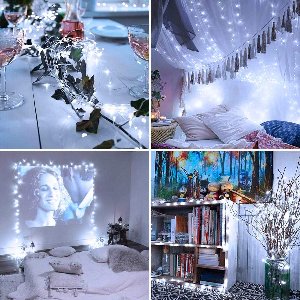 2 Pack LED Fairy Lights Battery Operated 20FT 60 LEDs Silver Wire String Lights Twinkle Lights Starry Fairy Lights for Bedroom Christmas Wedding Party Indoor Outdoor Decorations, Cool White