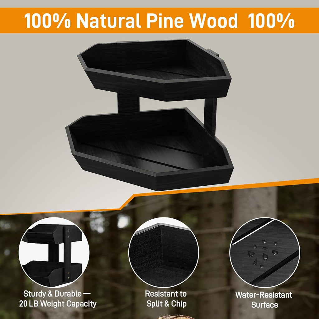 Wooden Fruit Basket for Kitchen Counter 2 Tier Fruit Bowl for Corner
