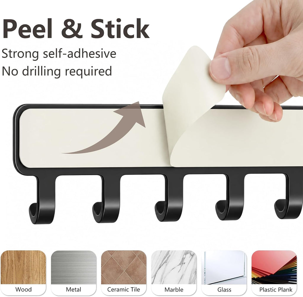 Self-Adhesive Necklace Holder, Wall Mounted Jewelry Organizer, Black