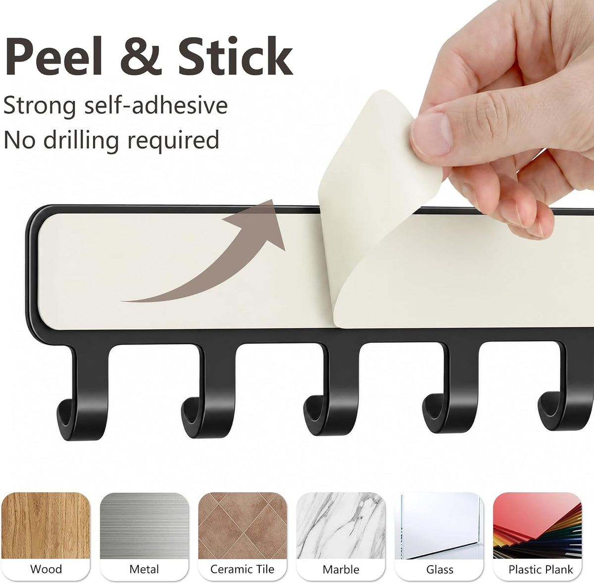 Self-Adhesive Necklace Holder, Wall Mounted Jewelry Organizer, Black