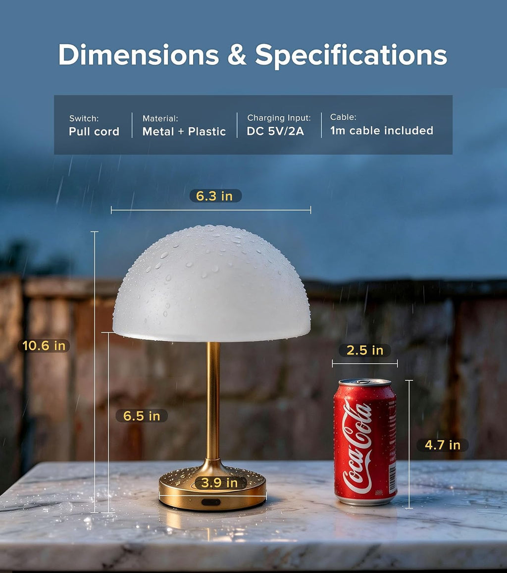 Shower Lamp Rechargeable Waterproof Lamp, Cordless Table Lamp for Bathroom