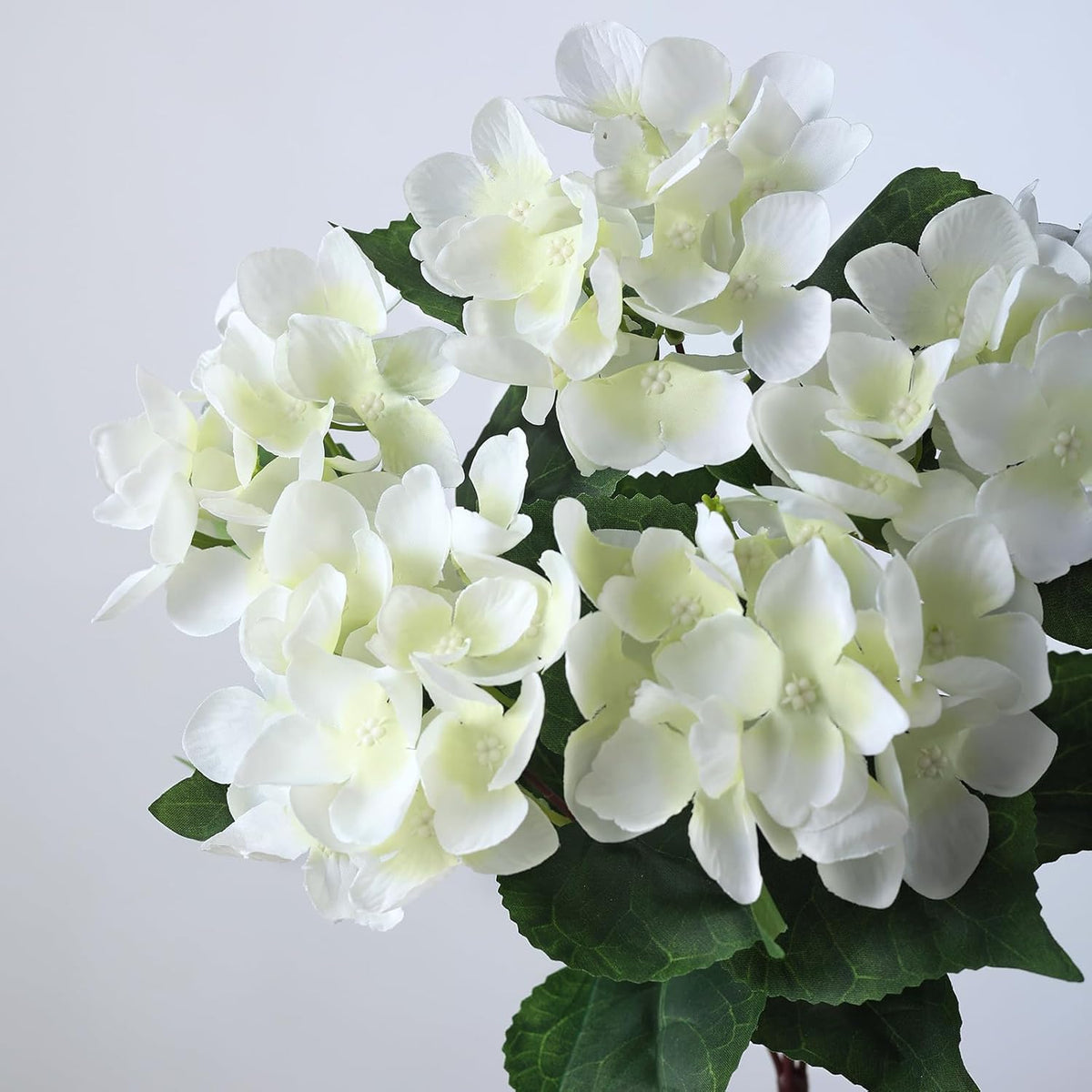 8 Bundles 17" Artificial Hydrangea Flower Branches for Porch (White)