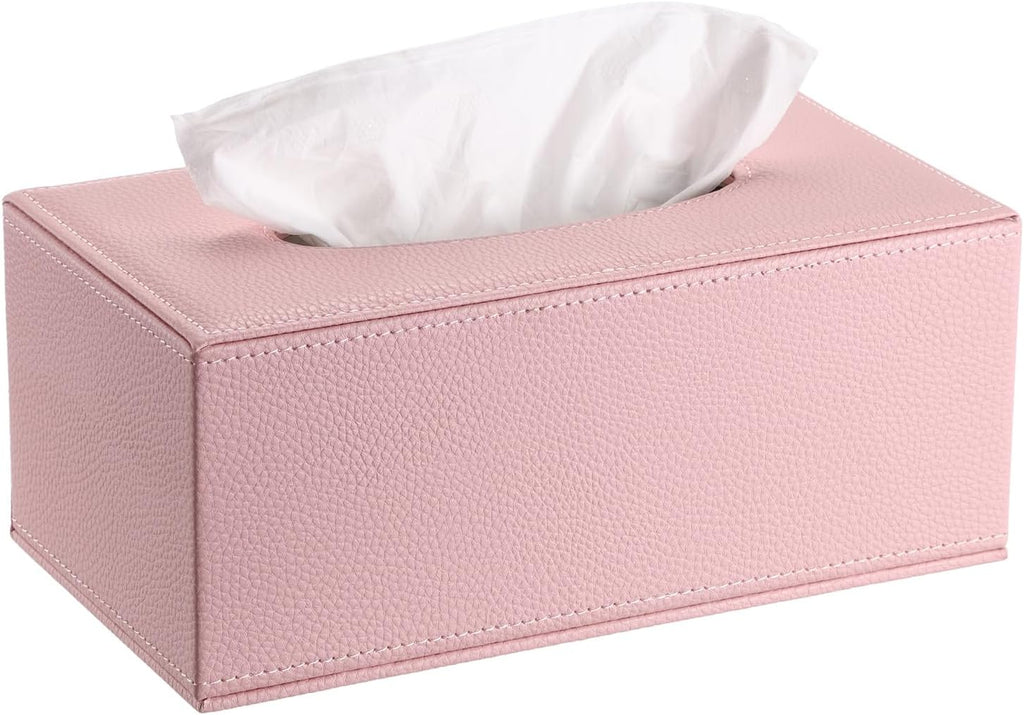 Sumnacon Tissue Box Cover Rectangle,Magnetic Bottom Tissue Box Holder,Pink