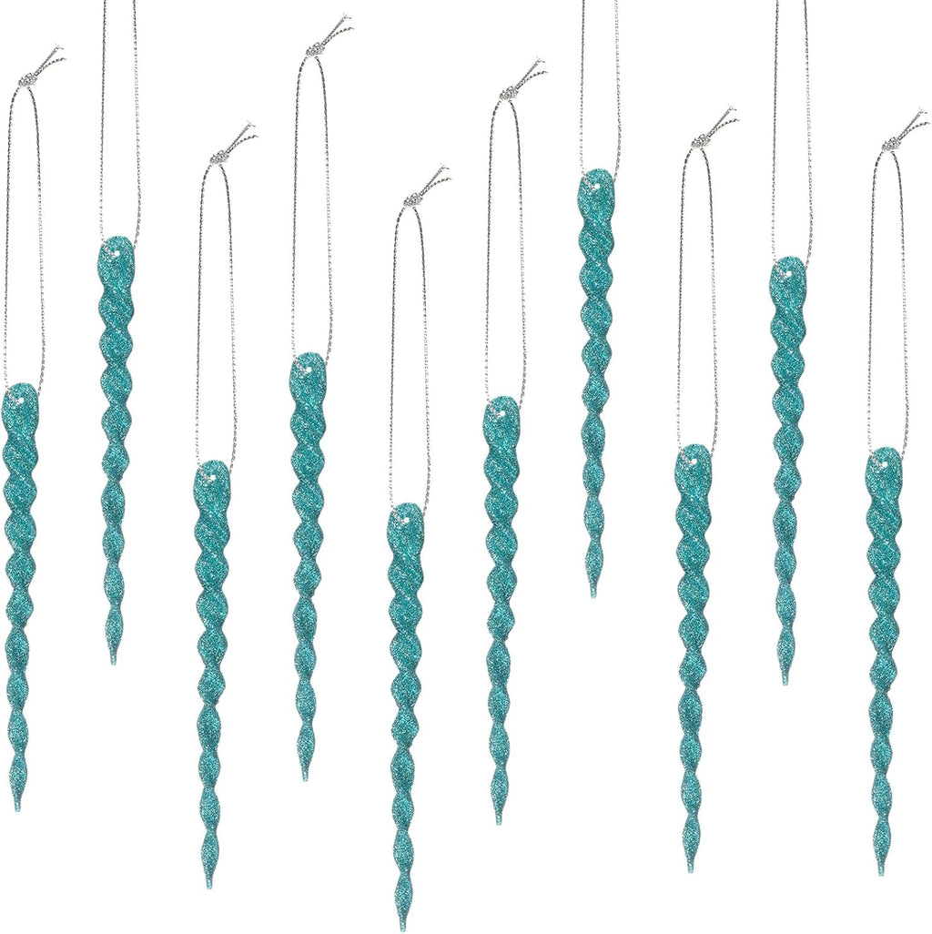 Boao 30 Pcs Christmas Plastic Icicle, Turquoise Blue, 5.12 Inch