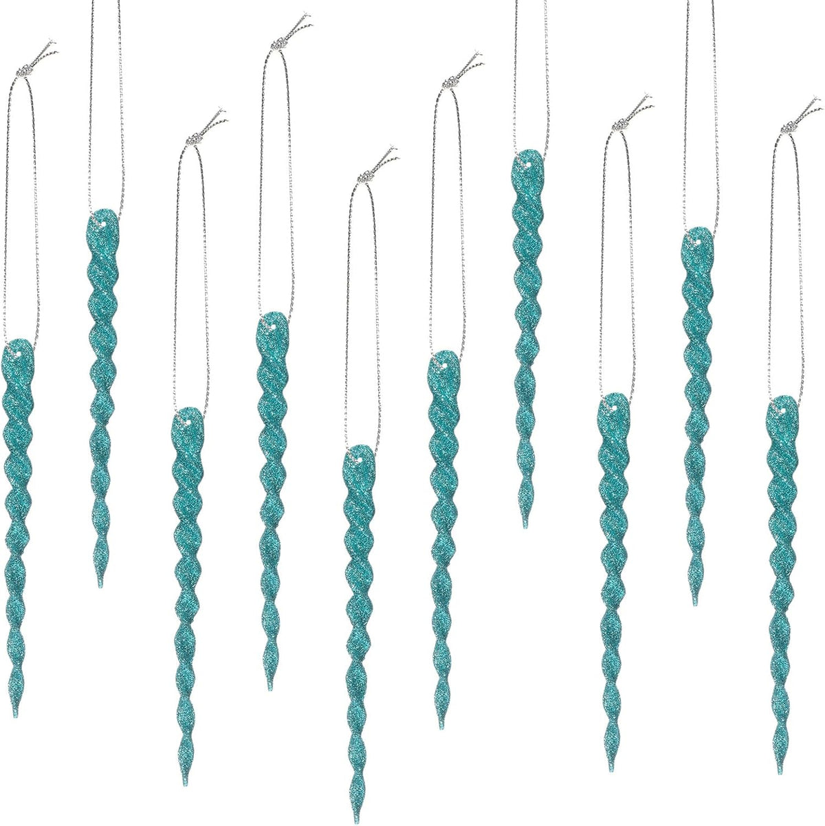 Boao 30 Pcs Christmas Plastic Icicle, Turquoise Blue, 5.12 Inch