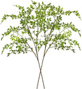 Ttranewsoo Artificial Greenery Stems, 43.3" Nandina Branches Tall Faux Plant Stems for Vase, Greenery Decor Stems Leaves Bunches for Shop Garden Office Home Décor(Green,2Pcs)