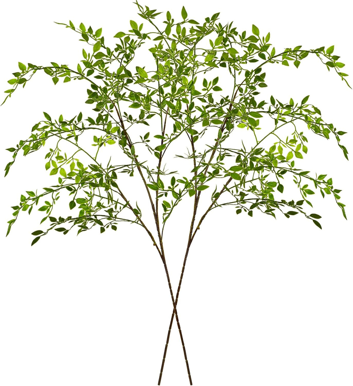 Ttranewsoo Artificial Greenery Stems, 43.3" Nandina Branches Tall Faux Plant Stems for Vase, Greenery Decor Stems Leaves Bunches for Shop Garden Office Home Décor(Green,2Pcs)