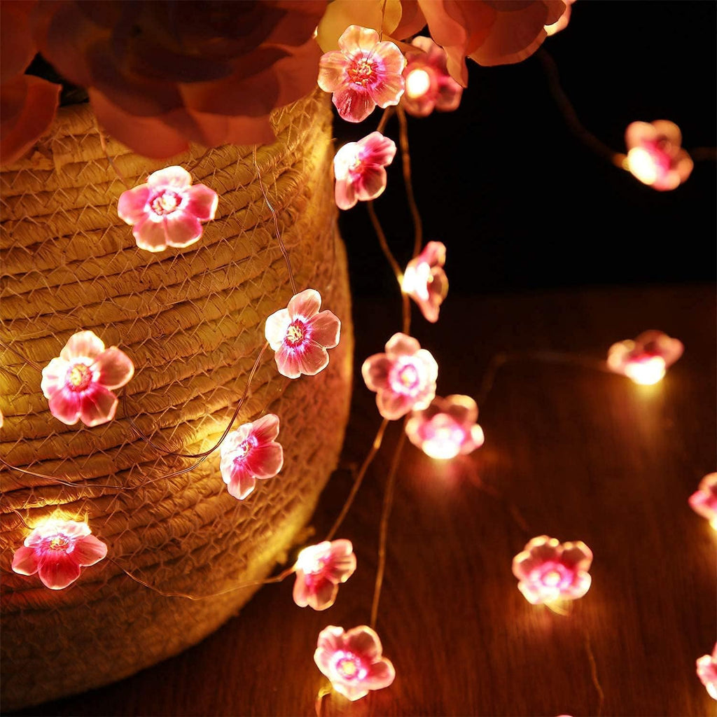Mudder 2 Pack 13 FT 40 LEDs Cherry Blossom Flower String Lights