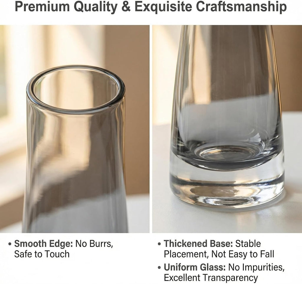 Erioctry Single Bud Vase, Hand-Made Blown Art, Clear Glass, Single Stem Vase, Home & Office Decor, Wedding Party Event