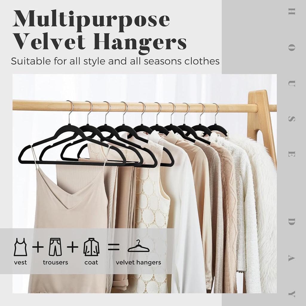 HOUSE DAY Premium Velvet Hangers 30 Pack, Non-Slip Flocked Felt Hangers