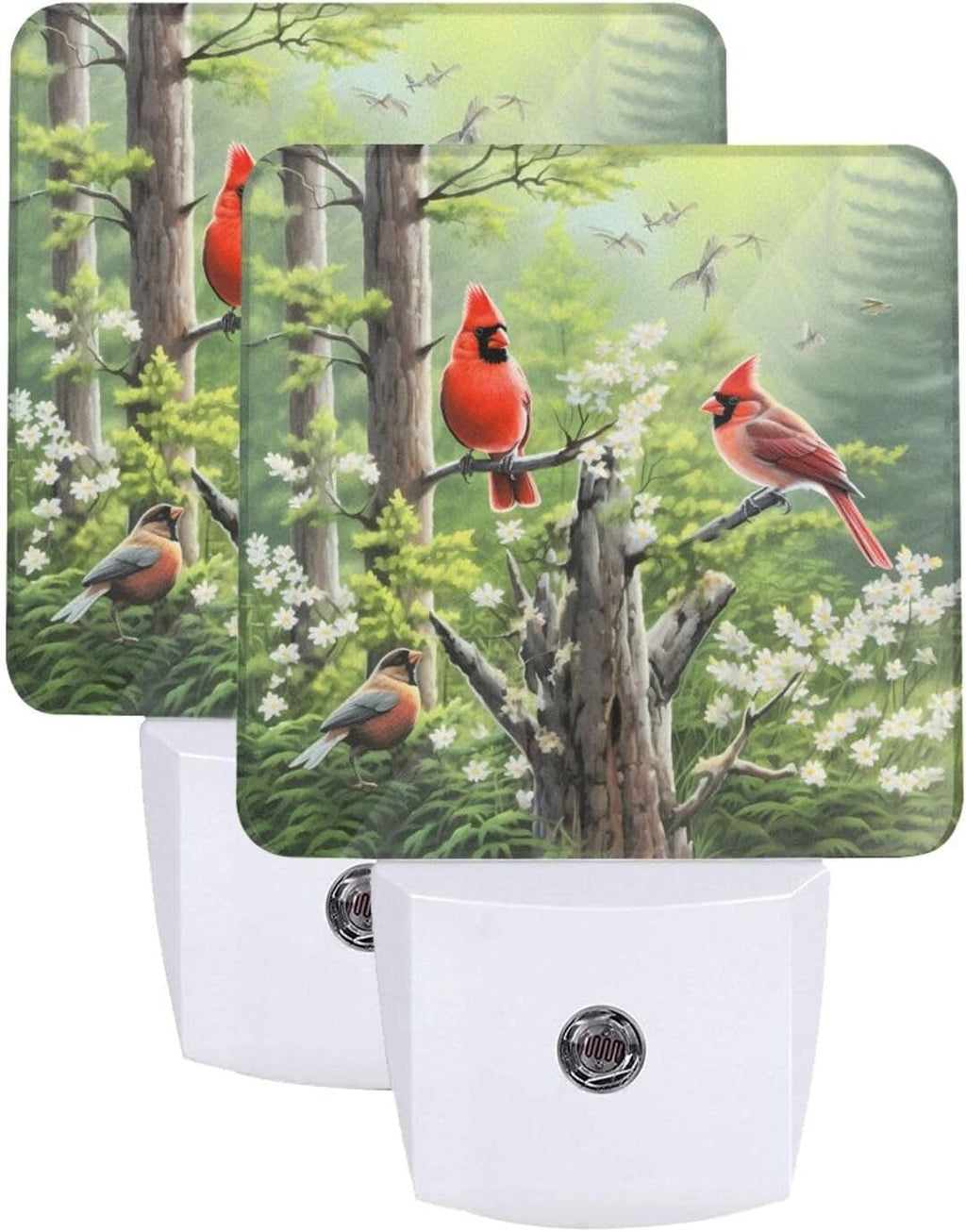 Fall Tree Set of 2 Night Lights, Spring Trees Birds Auto Sensor LED Dusk-to-Dawn Night Lamp Plug-in Indoor Home Decorative for Adult