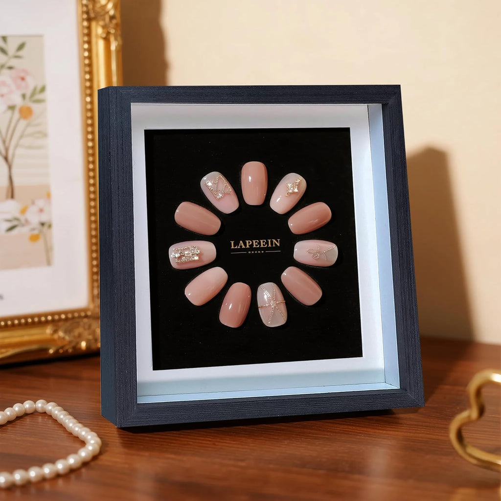 Black 8x8 Shadow Box Frame Solid Wood Shadow Box Memory Display Case Glass Surface Internal Depth 0.6 inch for Wall or Tabletop（4 Pack）