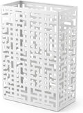 BEWBBAT Umbrella Holder Stand for Entryway, Square Metal Umbrella Rack, Freestanding Rectangular Hollow Rack for Home Office, 16 x 10 x 5 Inch, White