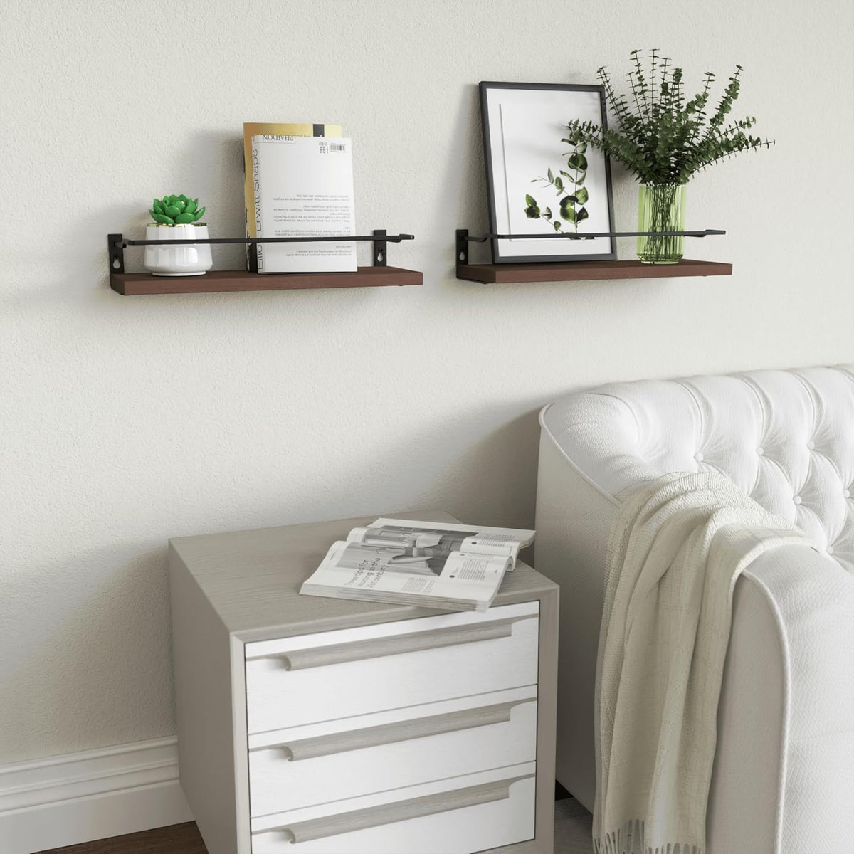 RICHER HOUSE Floating Shelves Bathroom, Small Wall Shelf Over Toilet 2 Set