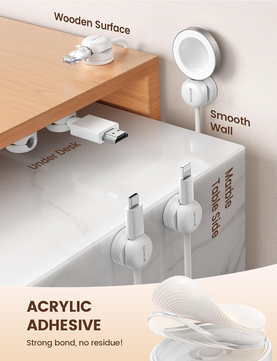 Lamicall 12Pack Rotating Cord Organizer, Desk Office Nightstand Accessories