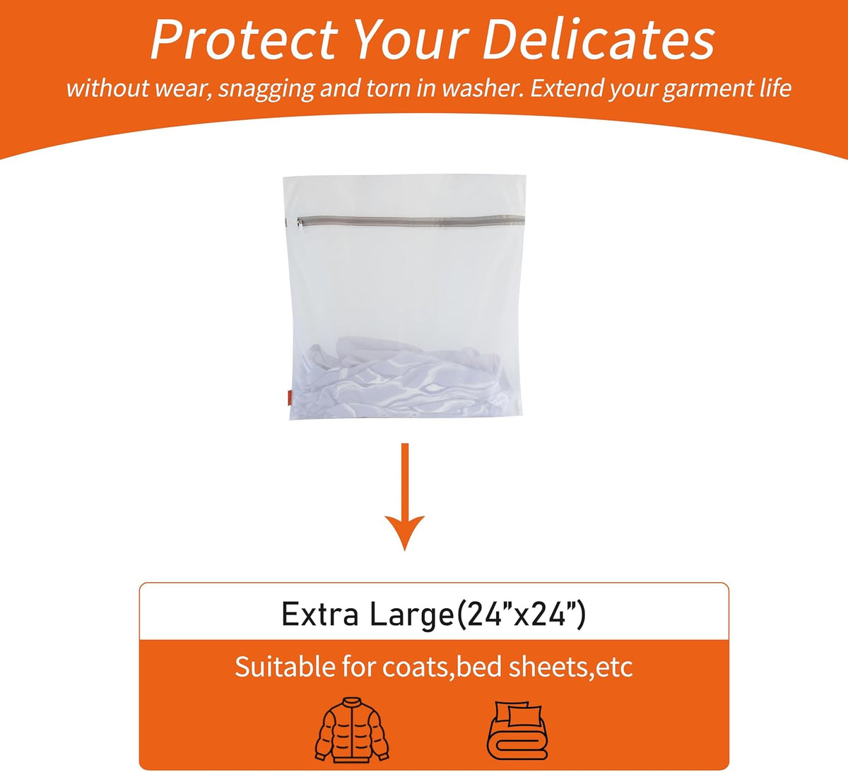 Polecasa Mesh Laundry Bags 2 Pack, 24x24” Jumbo, Fine Mesh