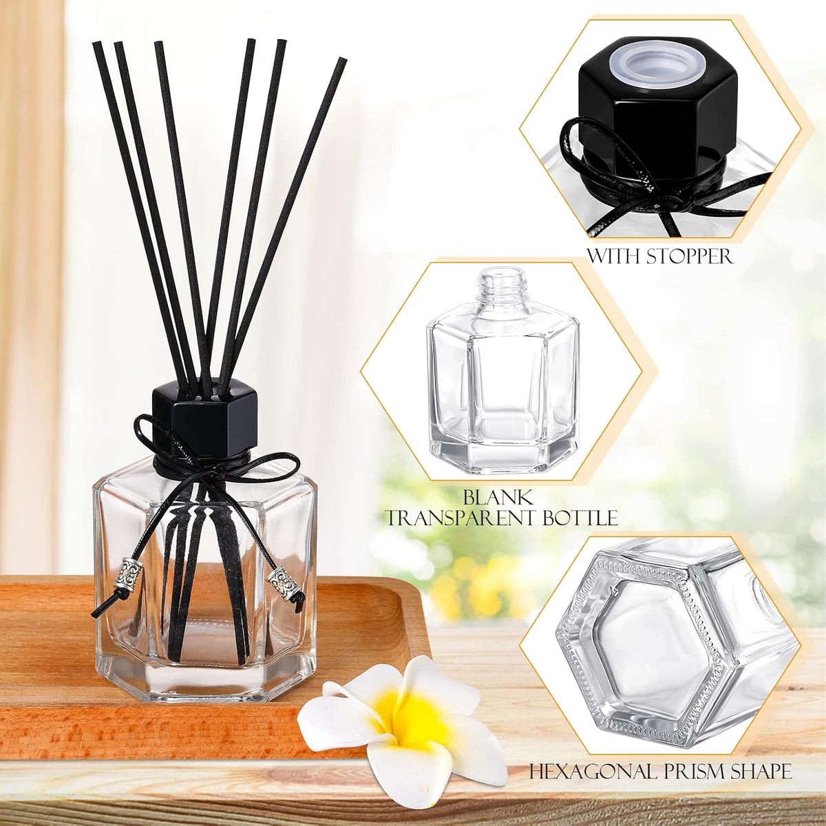 Huquary 4 Set 120 ml 4 Ounce Reed Diffuser Bottle Empty Glass Jars