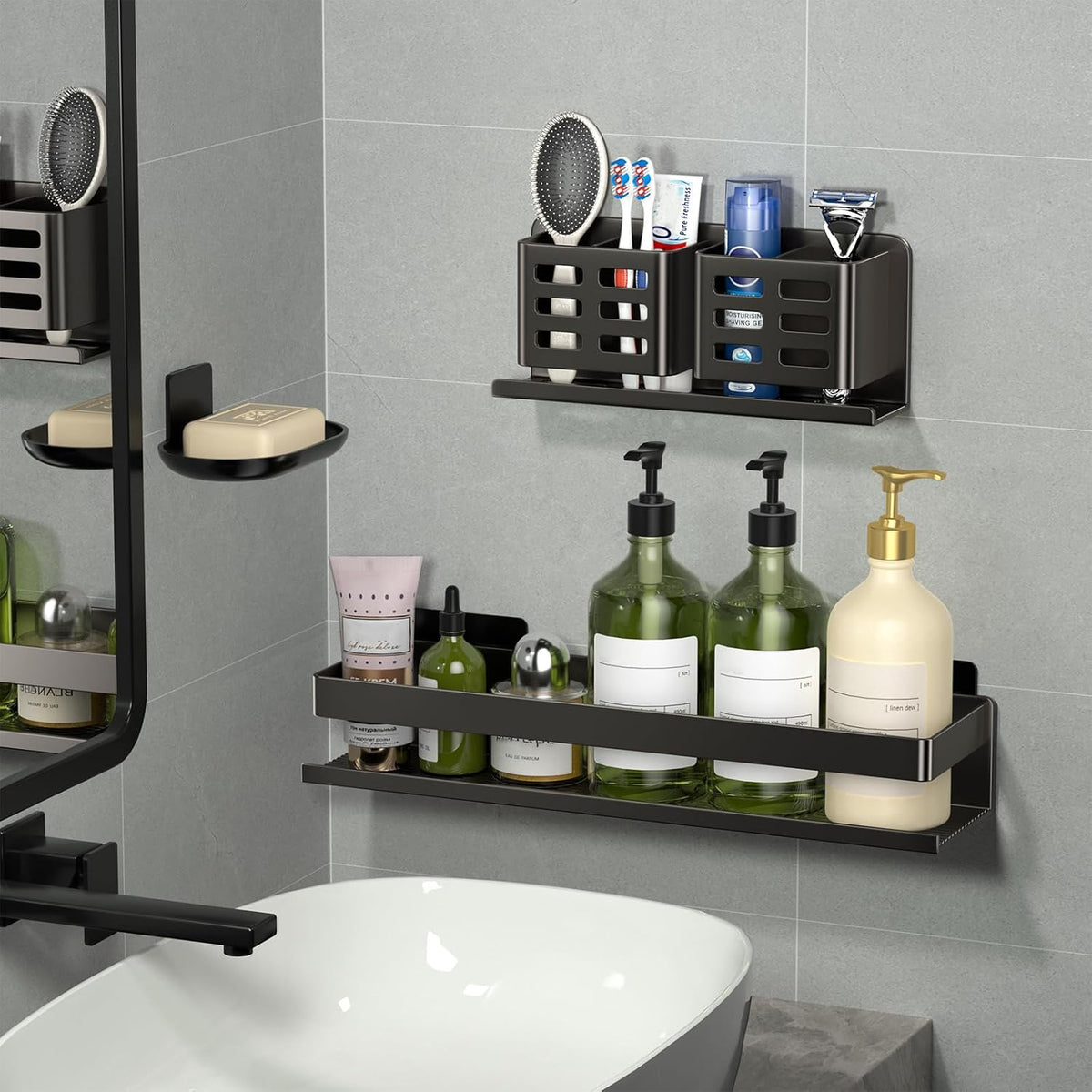 Shower Caddy,Shower Organizer 3 Pack,Aluminum,Adhesive Installation