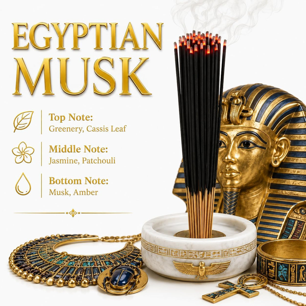 Egyptian Musk Exotic Incense Sticks 11 Inch - Bulk 1 Bundle 85 to 100 Sticks - Natural 11" Long Lasting Aroma that Burns for 45 to 60 Minutes.
