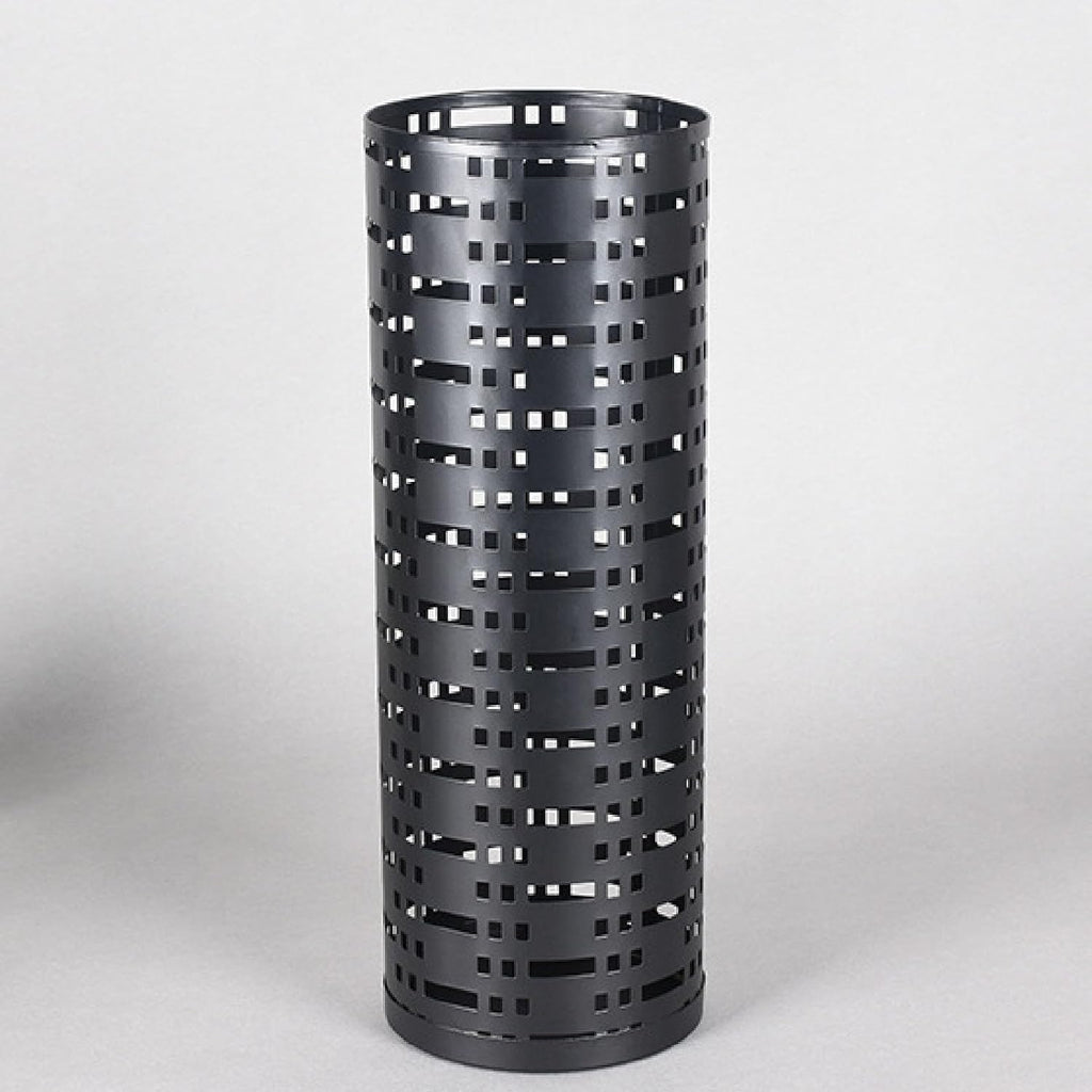 Pissente Umbrella Holder, Rustproof Space Saving Fashionable Hollow Round Metal Umbrella Stand Rack for Entryway Home Office Indoor Outdoor, Black, 16.5 x 5.9 x 5.9in