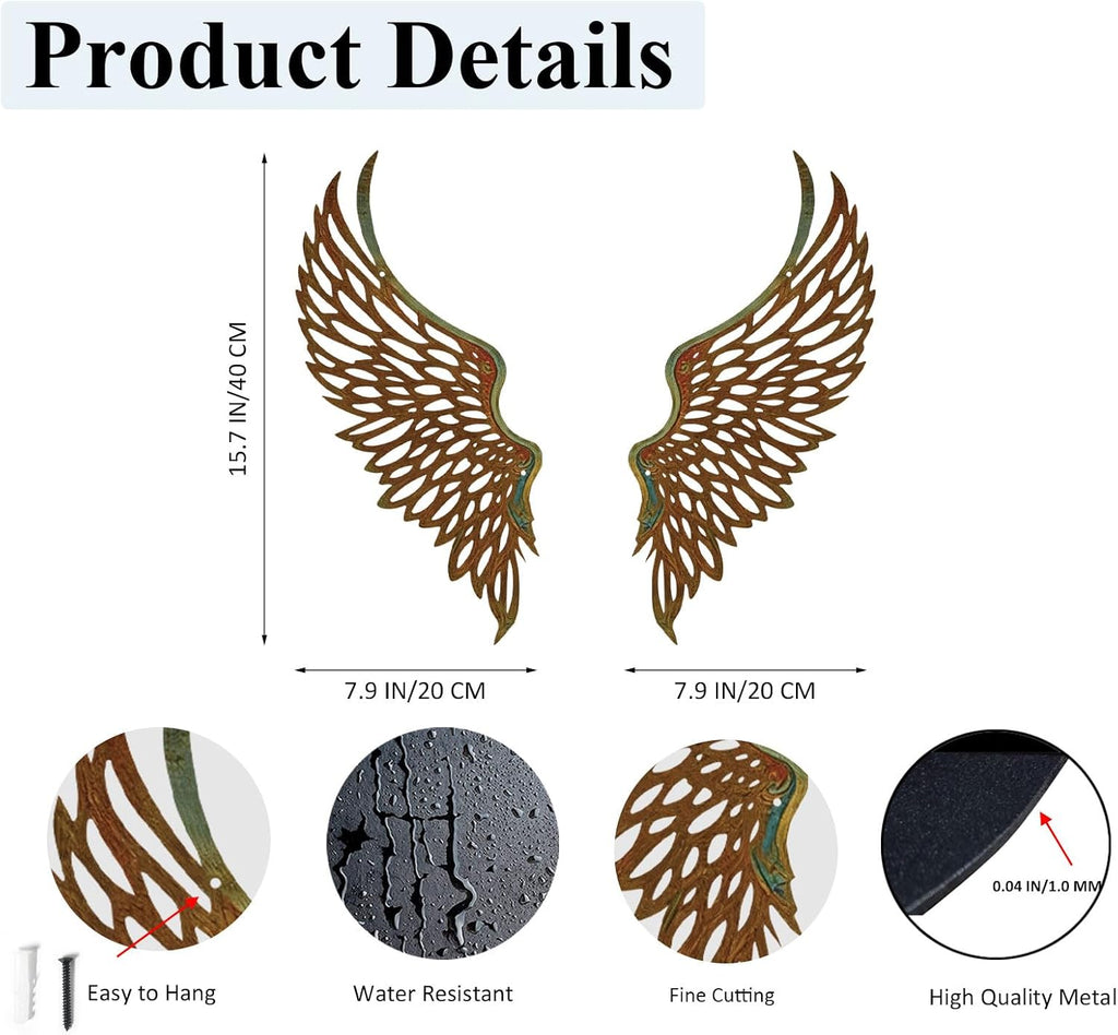 DUOOLN Angel Wings Metal Wall Decor Art, Abstract Butterfly Sculpture-Gold