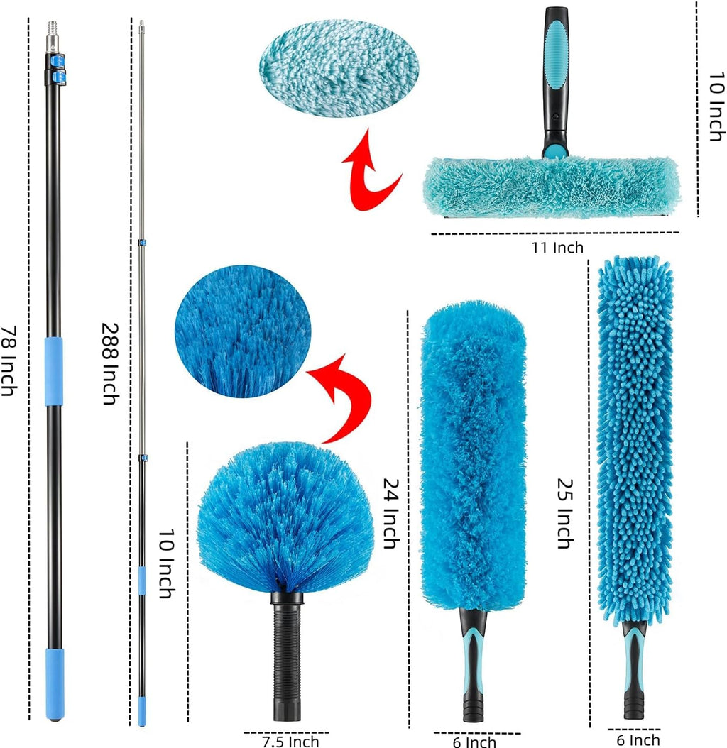 30 Foot High Ceiling Fan, Cobweb Duster with 6-24ft Extension Pole