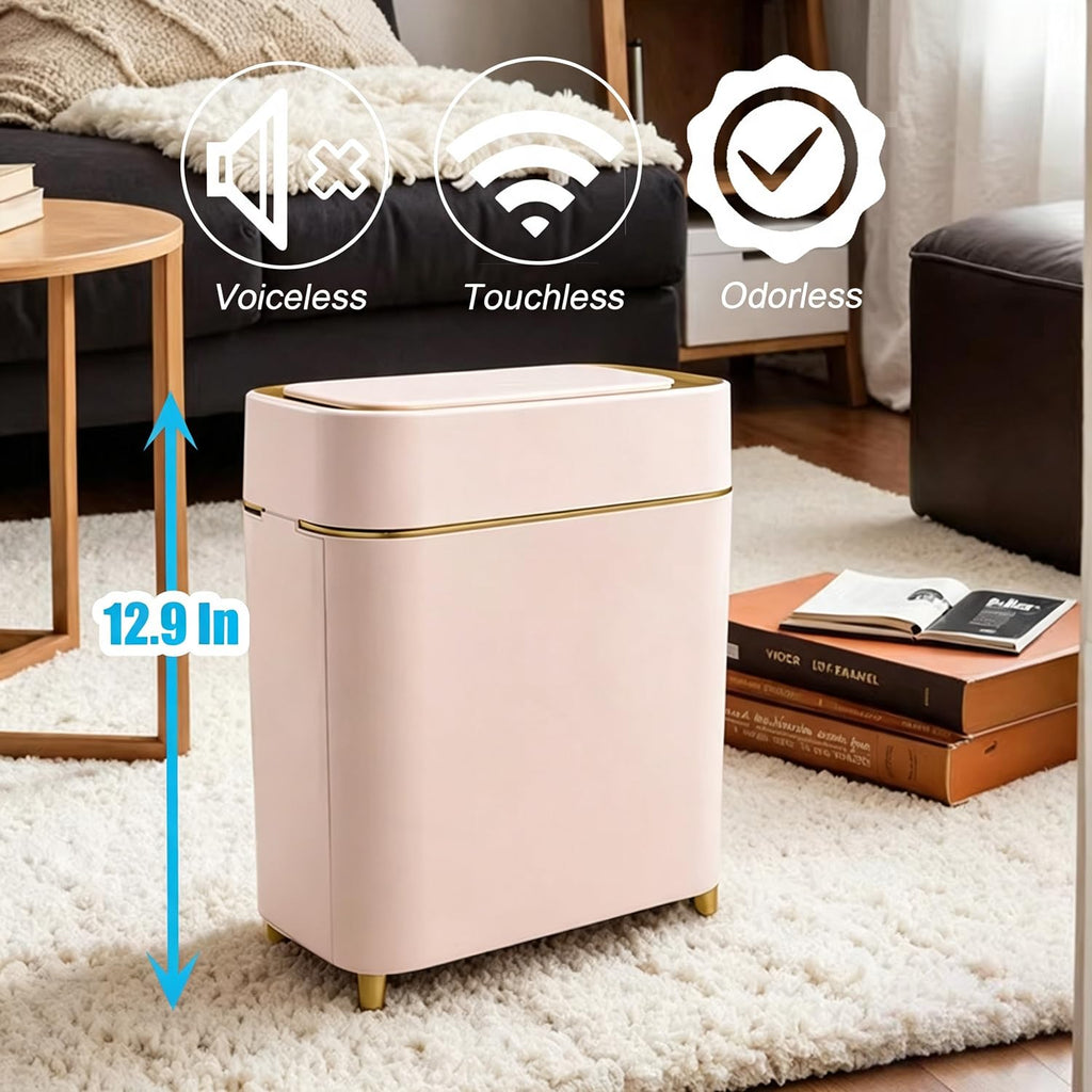 Yatmung Motion Sensor Bathroom Trash Can with Lid - Automatic Trash Can