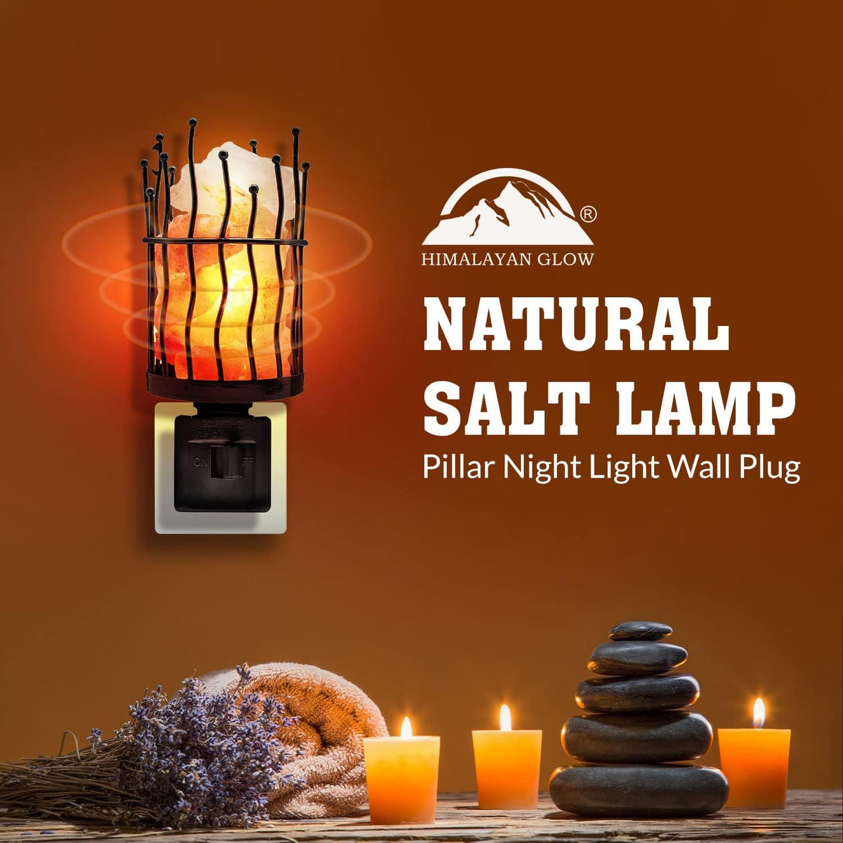 Himalayan Glow Lattice Style Basket Salt Lamp Night Light with Pink Salt Chunks | 360 Degree Rotatable Wall Plug, Ideal Gift for Home Décor (Pack of 2)