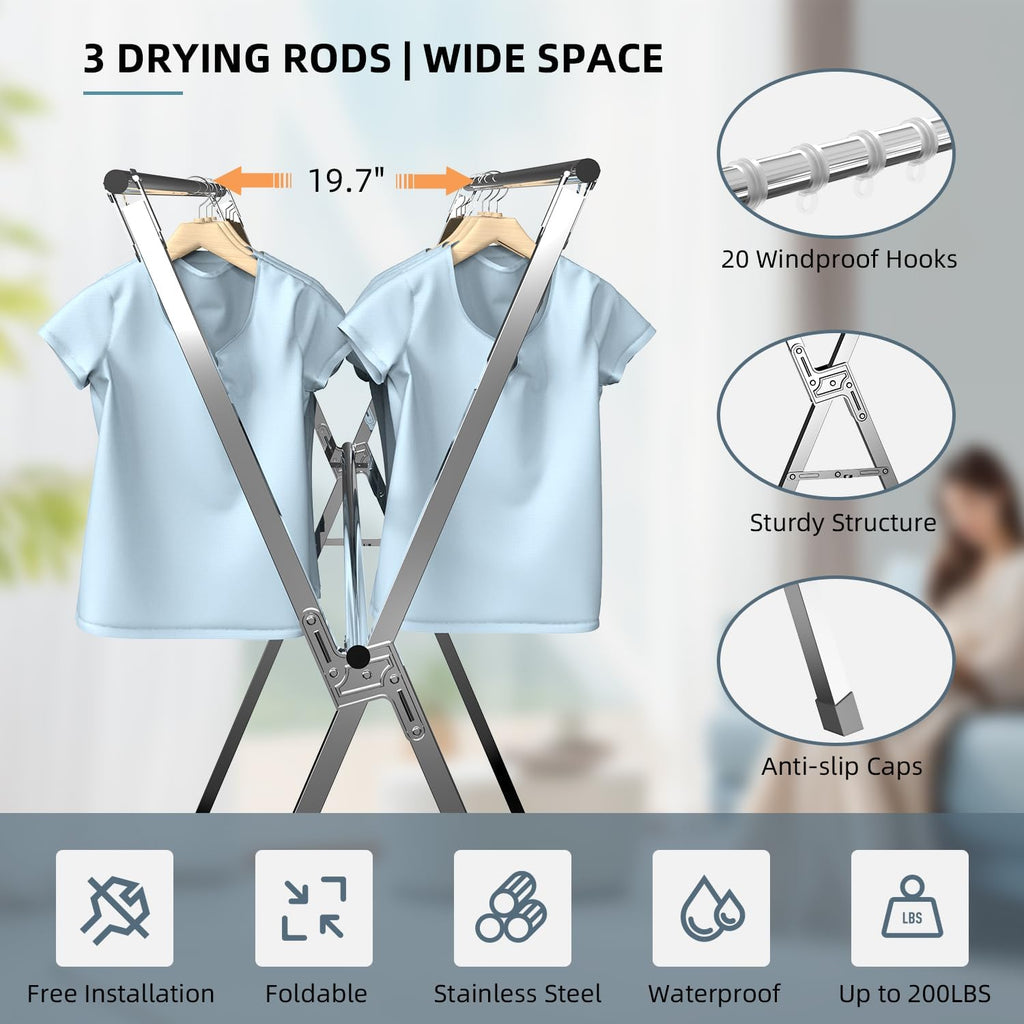 79" Clothes Drying Rack,Laundry Drying Rack Clothing for Indoor Outdoor
