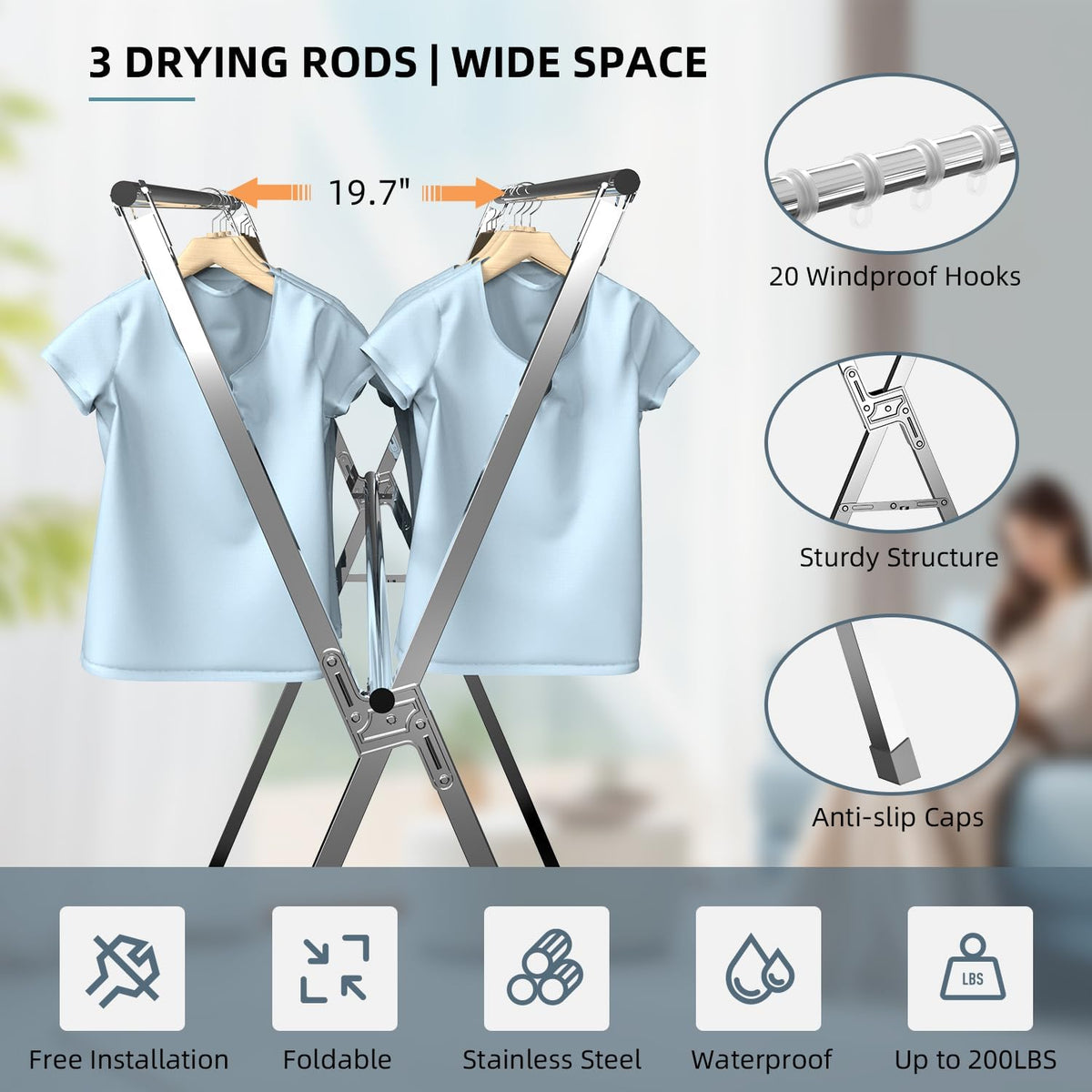 79" Clothes Drying Rack,Laundry Drying Rack Clothing for Indoor Outdoor