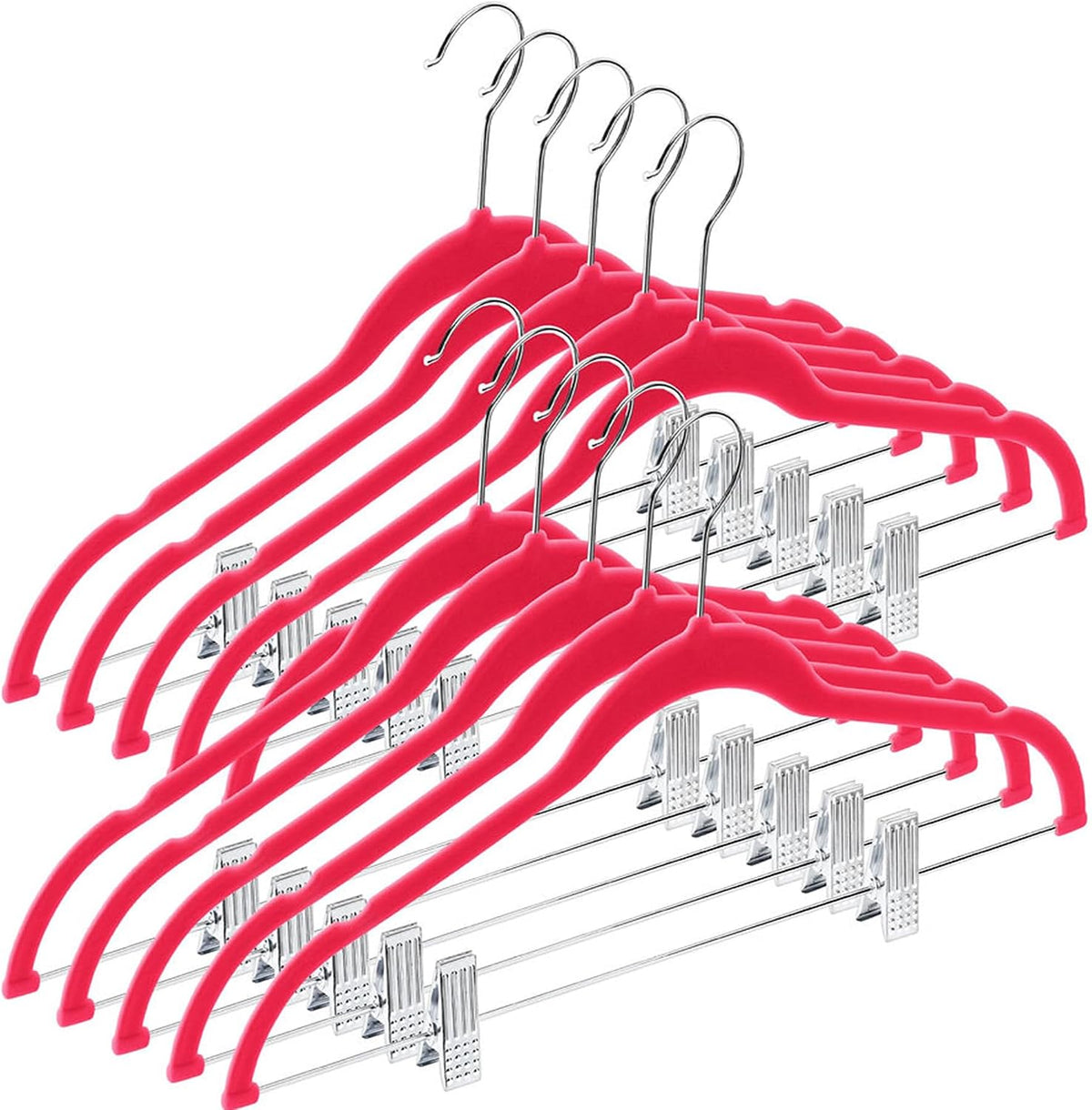 Home it Velvet Skirt Hangers with Clips, 10 Pack Pants Hangers Space Saving