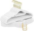 Velvet Hangers 30 Pack with Gold Hooks, Non-Slip Felt Clothes Hangers White