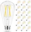 GvvooHome E26 Bulb, Non-Dimmable Edison Bulbs 60 watt LED, 4000K Daylight White, ST58 Vintage Light Bulbs, 90+ CRI, E26 Medium Base, Clear Glass, 18 Pack