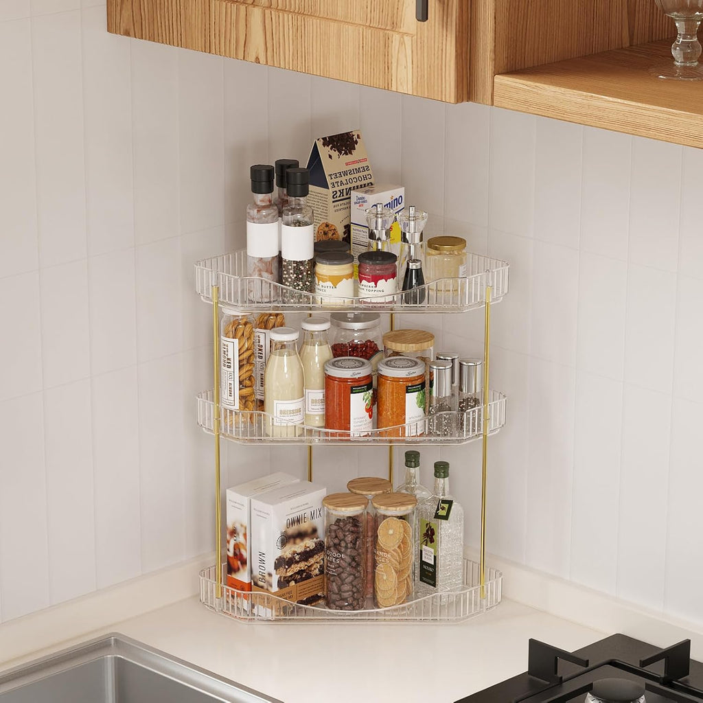 Lifewit 3 Tier Corner Bathroom Counter Organizers and Storage, Clear