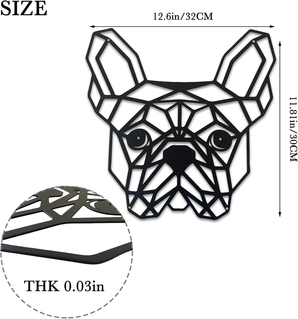 French Bulldog Metal Wall Décor, 11.8“x12.6”Grid-like Black Decorations,Unique Modern Iron Dog Statue,Great Gifts for Bulldog Lovers,Dog Room Decor,Cartoon Animal 3d Wall Art for Bedroom,LivingRoom,Cafe