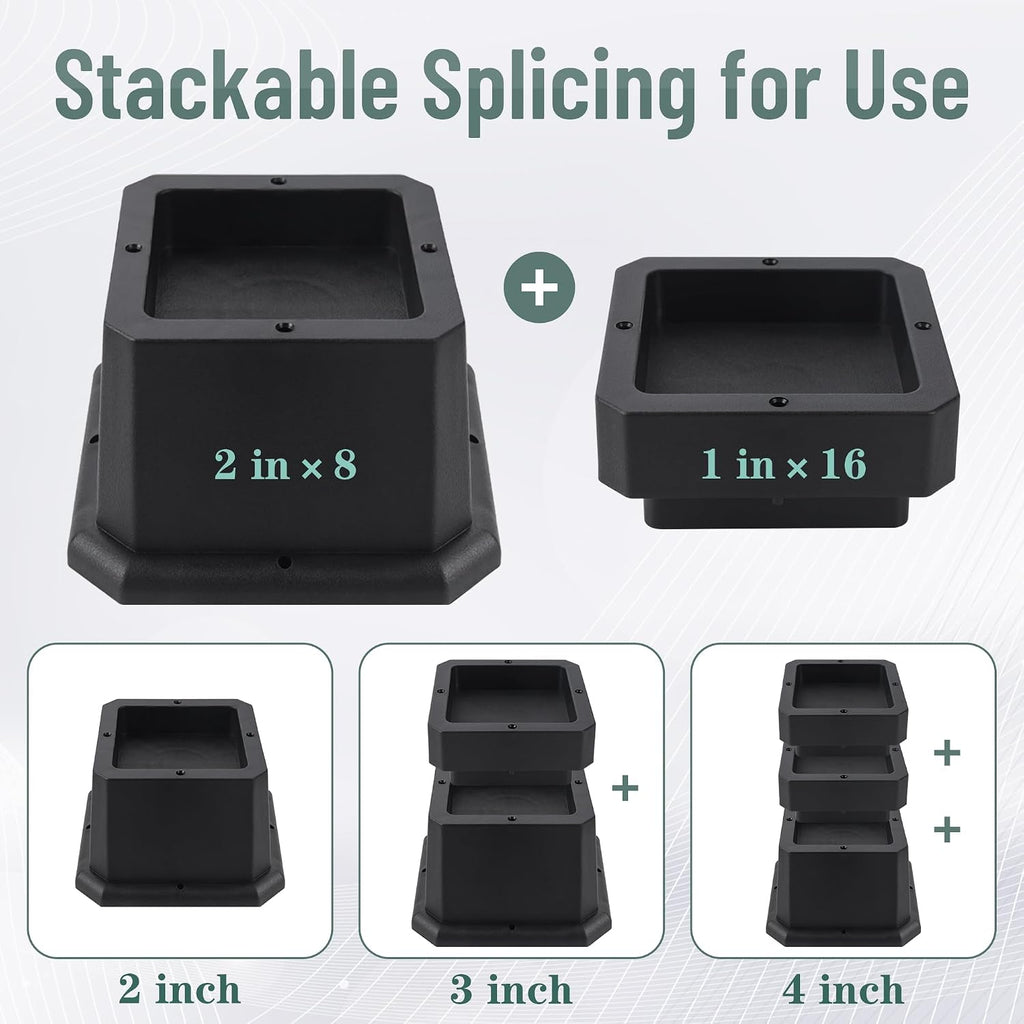 BTSD-home Adjustable Bed Risers 2, 3 or 4 Inch