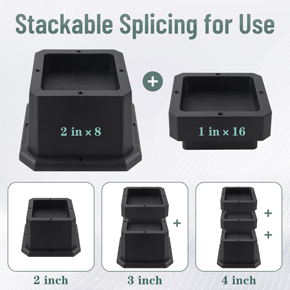 BTSD-home Adjustable Bed Risers 2, 3 or 4 Inch