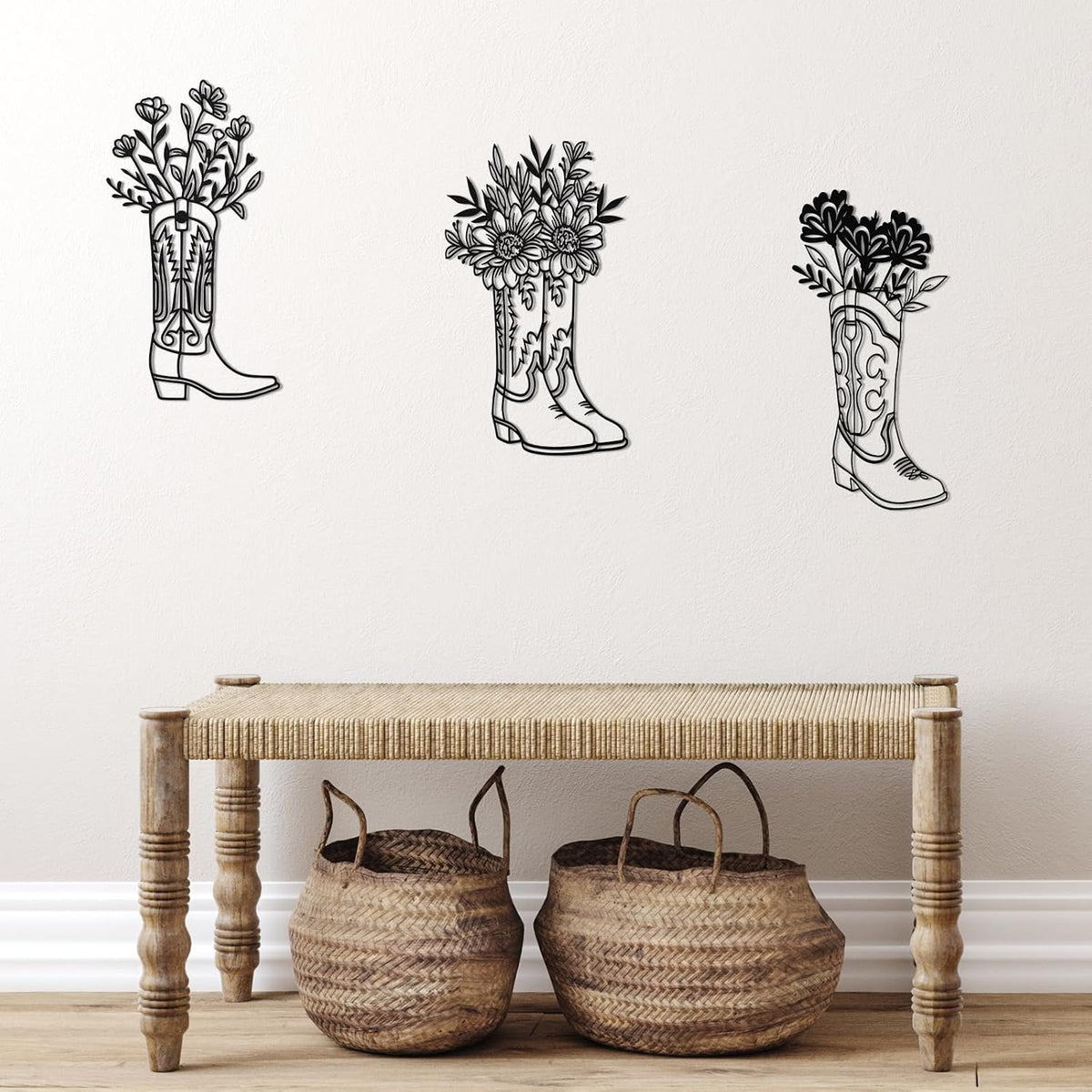 Otoolling 3 Pcs Cowboy Boots Metal Wall Art Western Decor Vintage