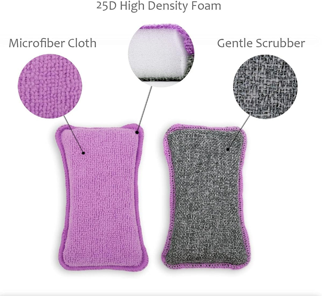 UPSTAR Dish Sponges Kitchen, Microfiber Cleaning Scrubber for Dishwashing, Sink, Basin and Multi-Pupose, Size L Pack of 8