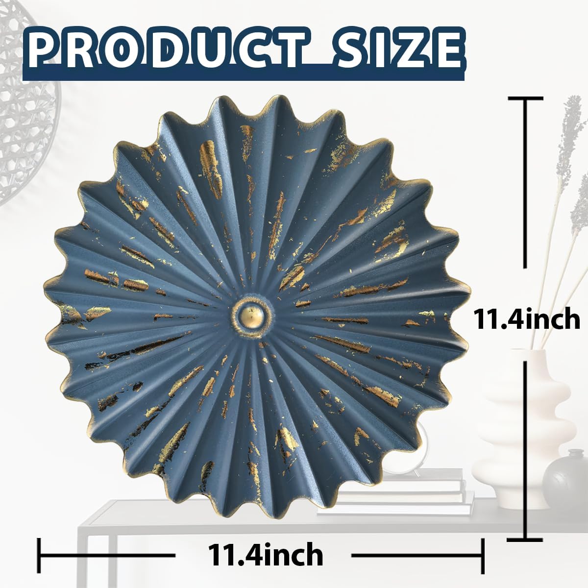 Metal Wall Sculpture,11.4'' Distressed Radial Sunburst Wall Art Decor