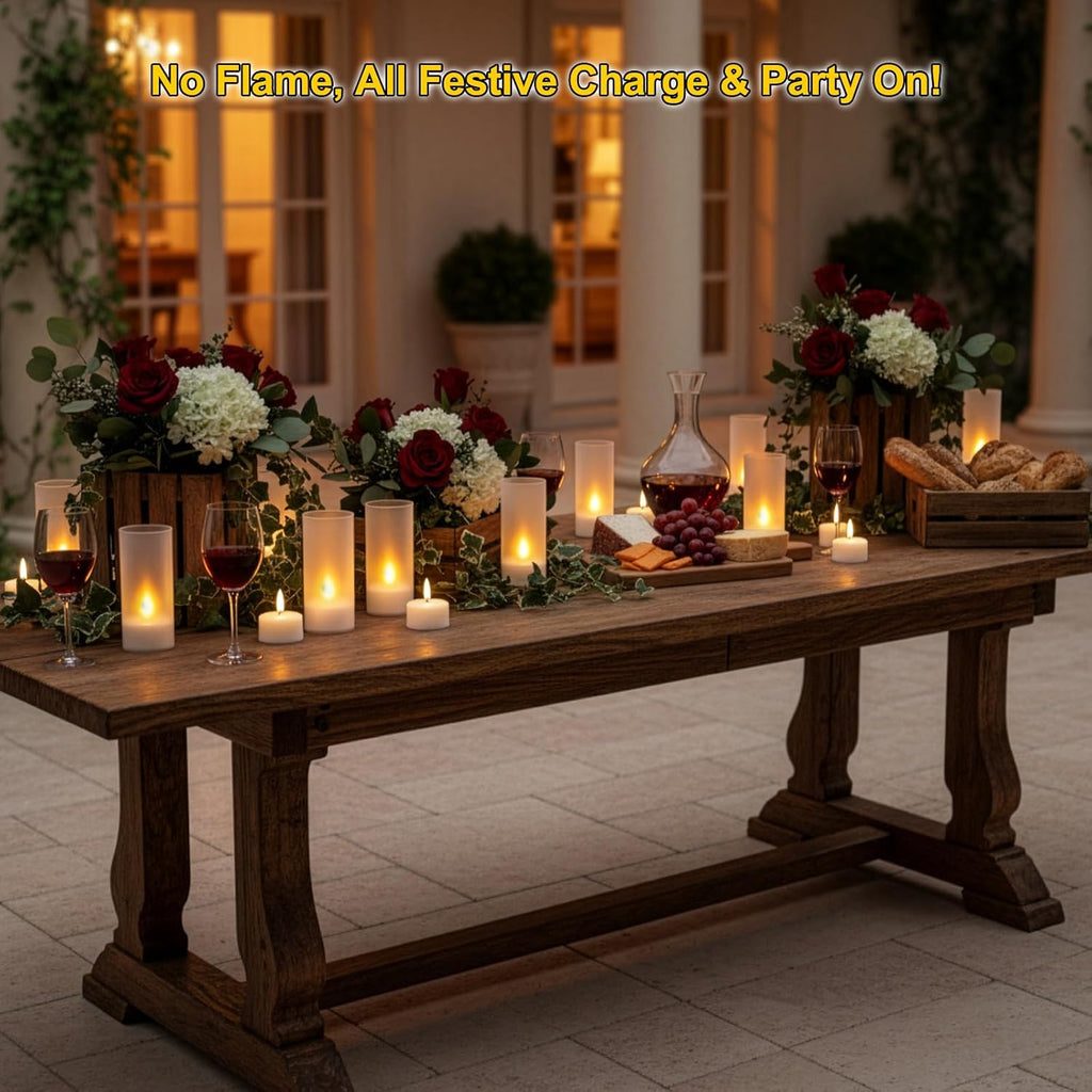 Flameless Tea Lights Candles with Charging Station,LED Tea Lights Candles with Remote Control Timer for Table Decorations,Valentine's Day,Home Decor,6-Pack with Frosted Plastic Candle Covers