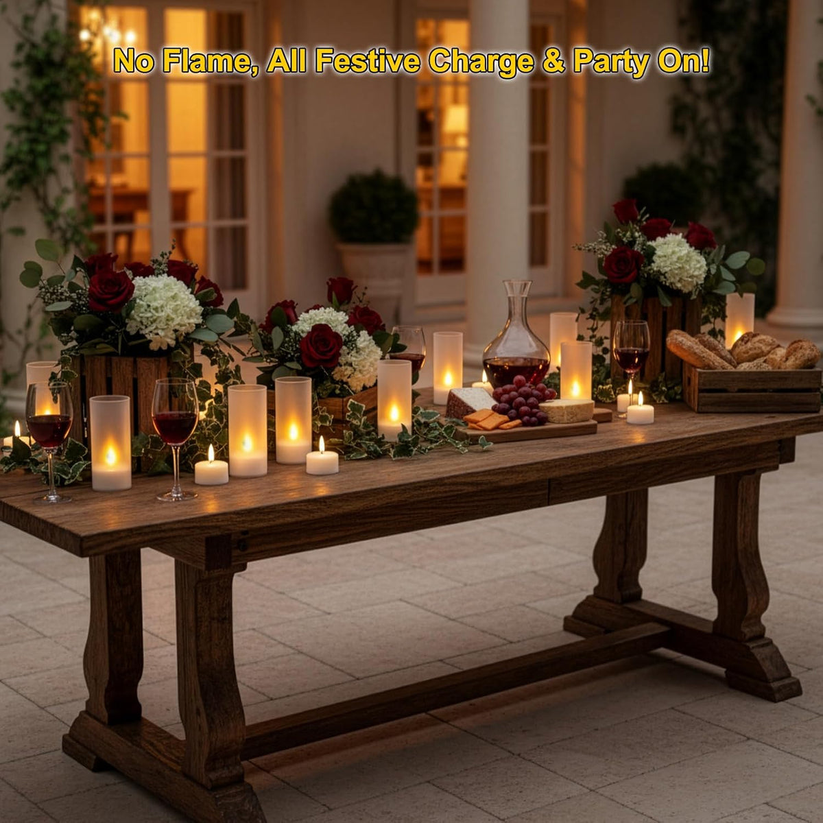 Flameless Tea Lights Candles with Charging Station,LED Tea Lights Candles with Remote Control Timer for Table Decorations,Valentine's Day,Home Decor,6-Pack with Frosted Plastic Candle Covers