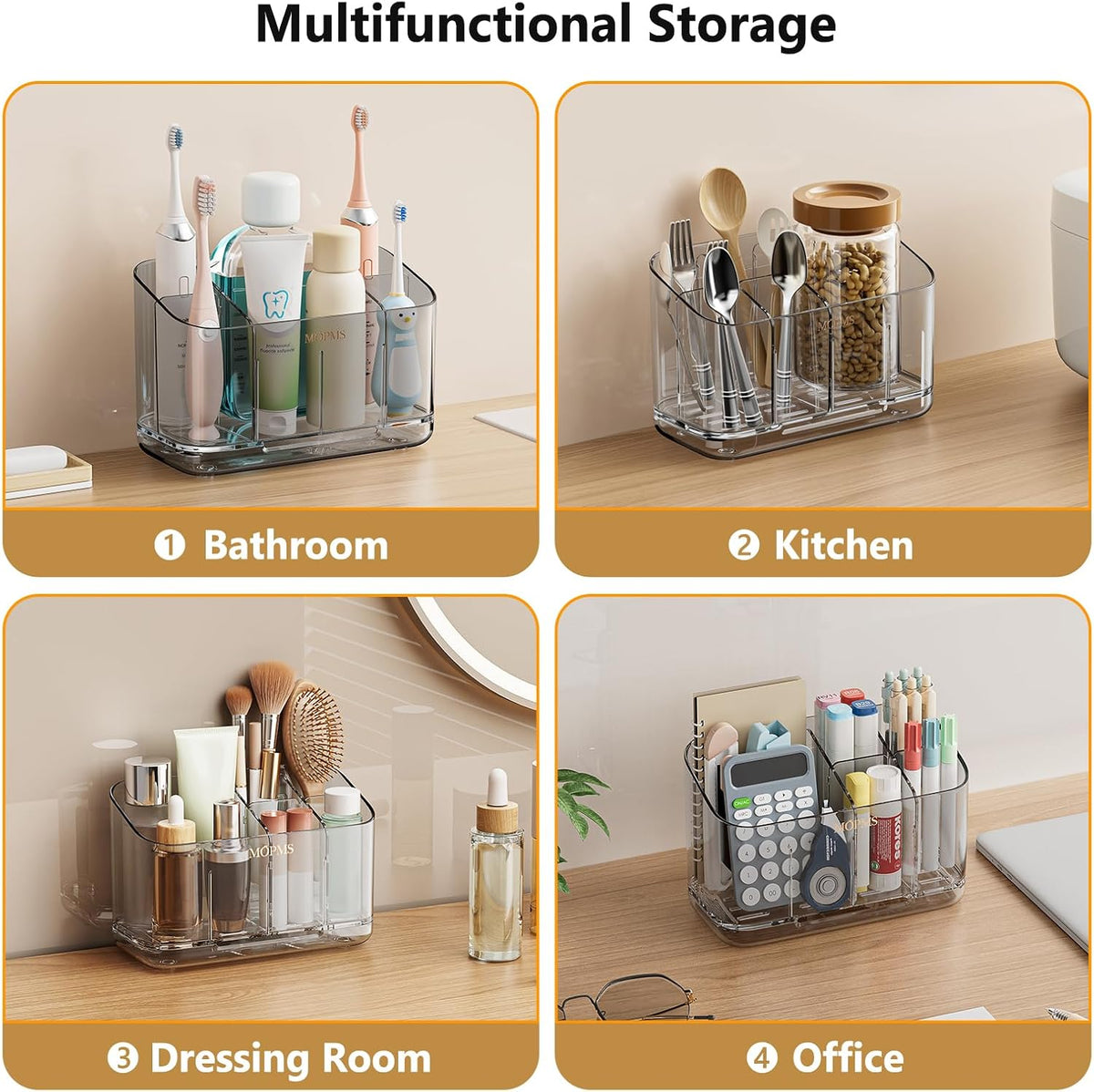 MOPMS Toothbrush Holders for Bathrooms with 5 Slots Adjustable Dividers